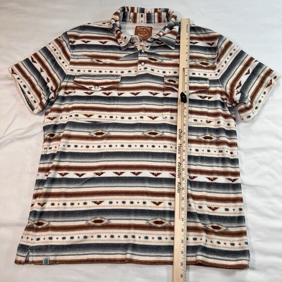 Sendero Provisions Cantina Polo Shirt Size L Terry Cloth Southwest Pearl Snaps - Picture 7 of 15